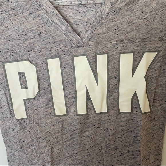 PINK by VS Grey/Pink/Orange Logo V-neck Tee XS - Picture 3 of 8
